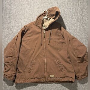 CE Schmidt Workwear Canvas Coat mens 3XL brown Sherpa Lined heavy barn chore zip
